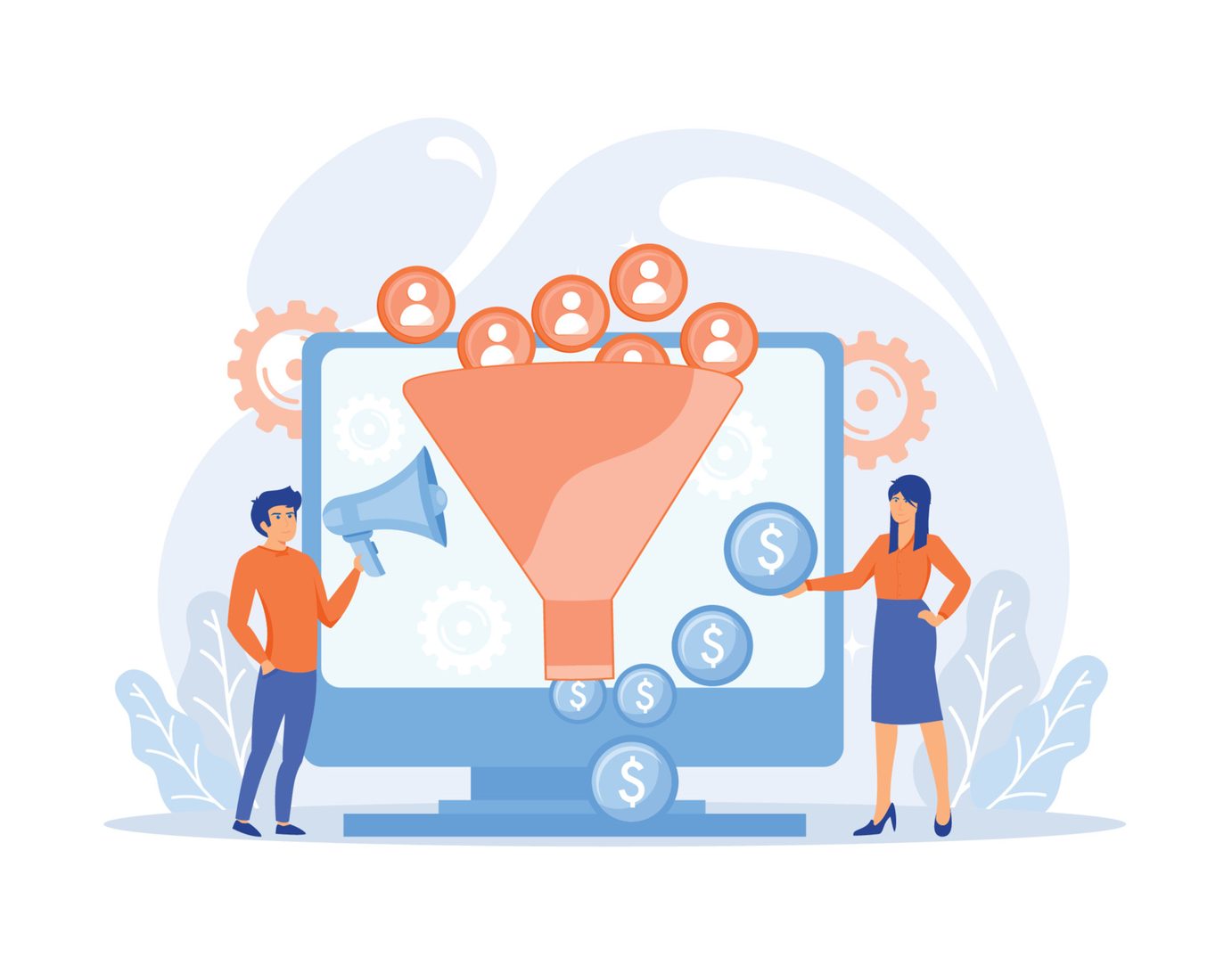 Funnel marketing illustration
